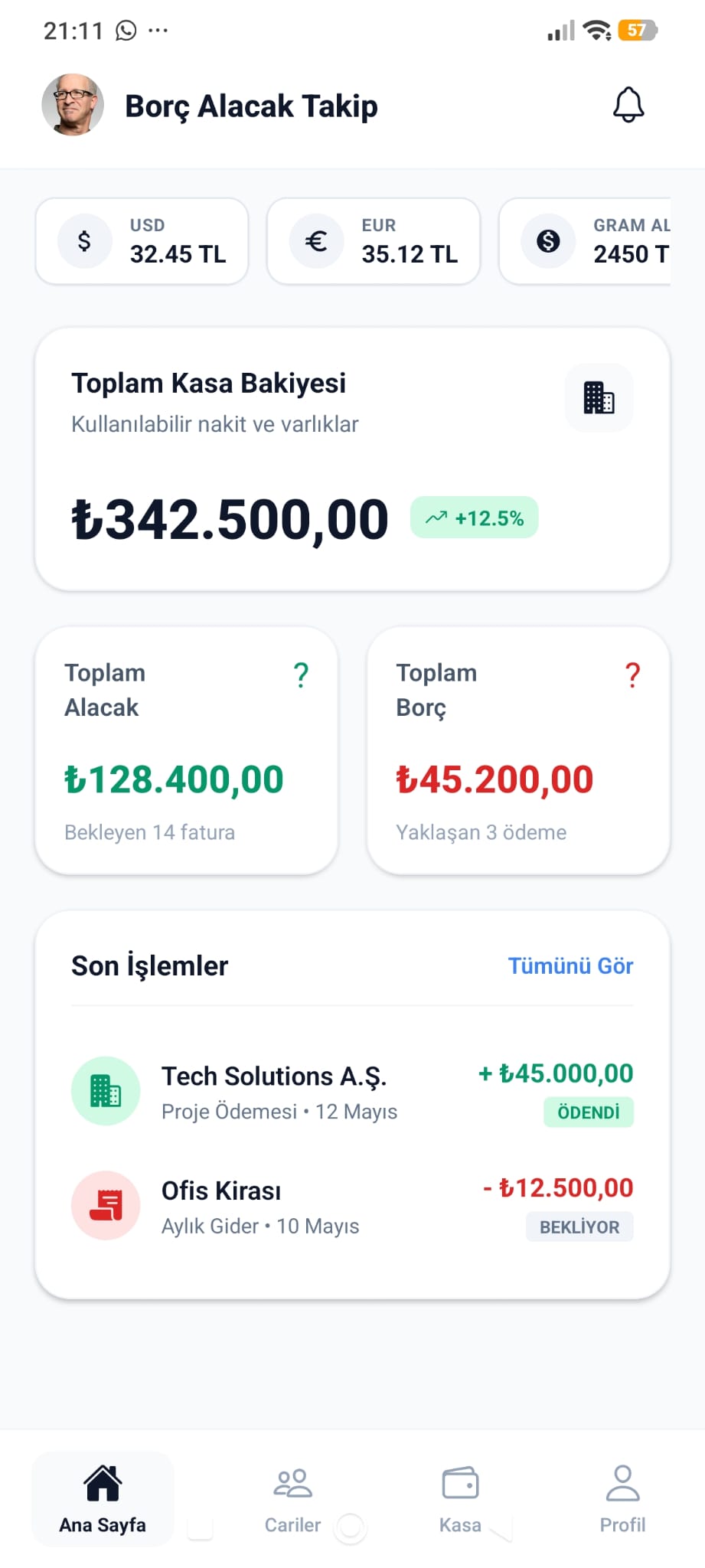 Borç Alacak Ekranı